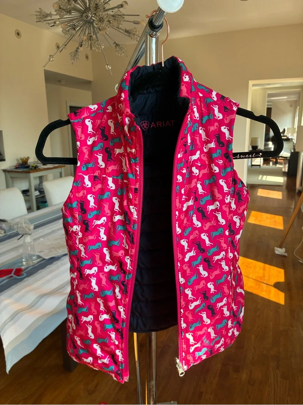 Ariat Navy Quilted Vest with Pink Trim